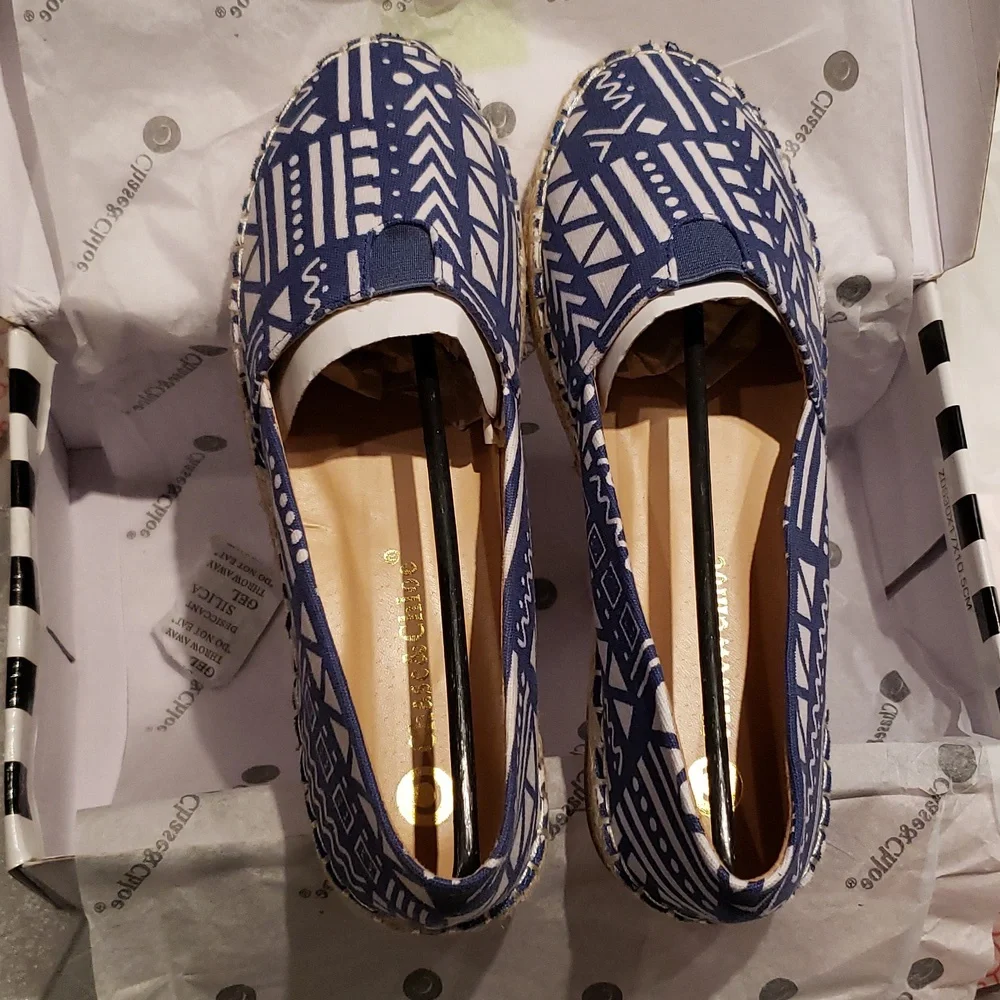 Chase & Chloe New Espadrilles Jute Platform Flats Slip-On NIB Women's 8